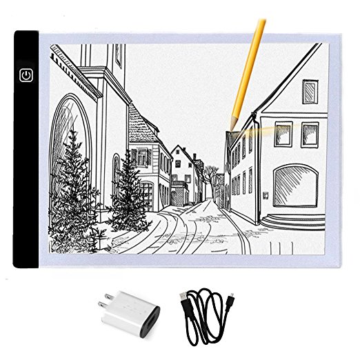 FAVOLCANO A4 Dimmable Brightness LED Light Box Ultra-thin Portable LED Pad USB Power Tracing Light Box Light Table for Artists,Drawing, Sketching, Animation