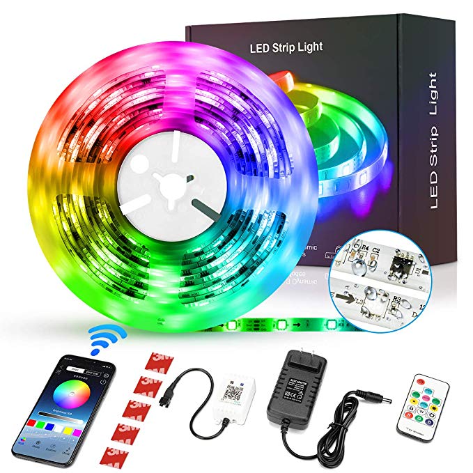 AiBast LED Strip Lights, 16.4Ft RGB IP65 Waterproof Flexible Tape LED Color Changing Lights with Smart WiFi/Applications Control for Room, Kitchen, Desk, Bar, Party, Garden Light, and DIY Decoration
