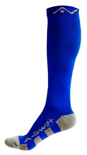 Compression Socks (1 pair) for Women & Men by A-Swift - Best For Running, Athletic Sports, Crossfit, Flight Travel - Suits Nurses, Maternity Pregnancy, Shin Splints - Below Knee High