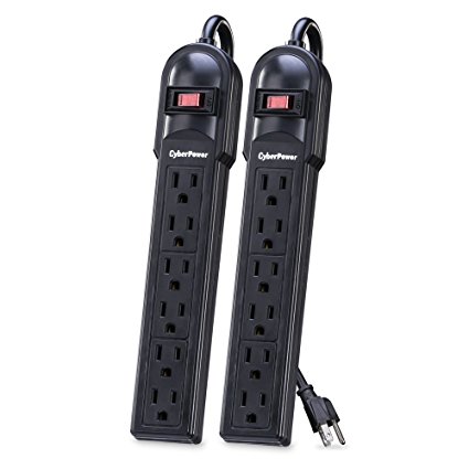 CyberPower CSB604MP2 Surge Protector 6-Outlets 4-Ft Cord 900 Joules, 2 Pack