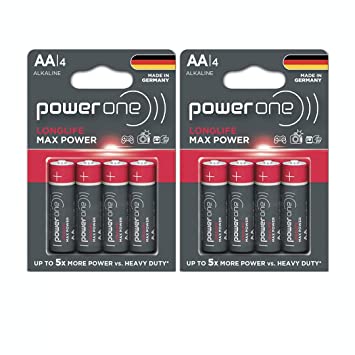 POWER ONE Longlife Max Power AA Alkaline Battery- 8 Pieces