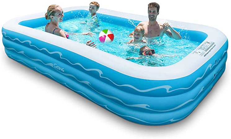 G-TING Inflatable Swimming Pool, Family Full-Sized 120" x 72" x 22" Above Ground Swimming Pool, Blow Up Pool for Kids, Adults, Toddlers, Outdoor, Garden, Backyard, Includes Patches