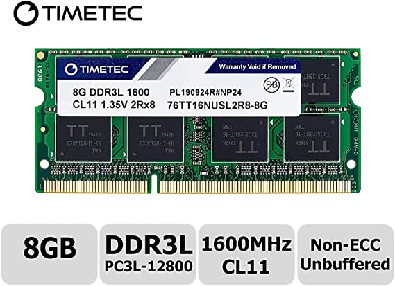 Timetec 8GB DDR3L 1600MHz PC3L-12800 Non ECC Unbuffered 1.35V CL11 2Rx8 Dual Rank 204 Pin SODIMM Laptop Notebook Computer Memory Ram Module Upgrade(8GB - Fast Ship)