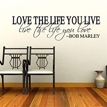 MAFENT(TM)Love the Life You Live Live the Life You Love by Bob Marley Quote Wall Decal for Home Decor