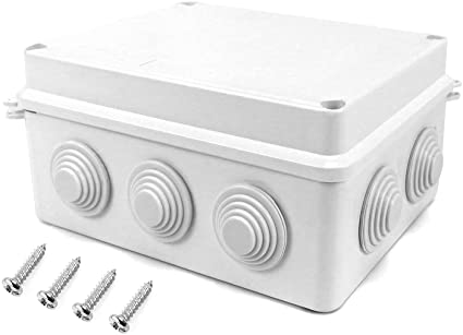 QWORK Waterproof Dustproof IP65 ABS Plastic Junction Box Universal Electrical Project Enclosure White 5.9 x 4.3 x 2.8 inch (150 x 110 x 70 mm)