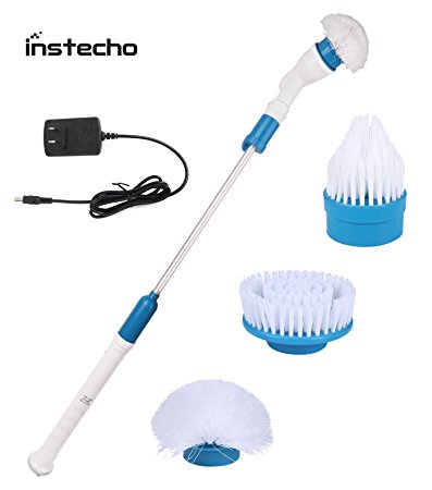 Spin Scrubber, Cordless Household Power Scrubber with Rechargeable Battery for Bathroom and Kitchen 1 Battery 4 Brushes 1 Scouring Pad, Cleaning Brush (Blue)
