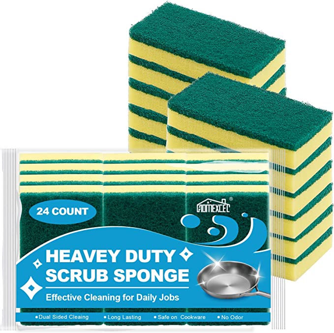 24 Count Heavy Duty Scurb Sponges Kitchen,Dish Sponges for Kitchen,Household Cleaning