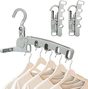 FYY Space Saving Clothes Hanger - Folding Clothes Drying Rack with 5 Holes for Closet Organizer Grey