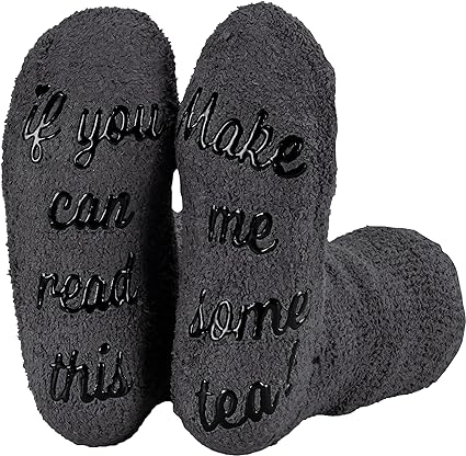 Polar 'If You Can Read This' Socks - 'Bring Me Some Tea' - Gift Packaging - Present For Wife - Womens Cute Funny Quote Cotton Socks - Indoor Thick Warm Thermal For Her Cosy Fluffy Novelty Socks