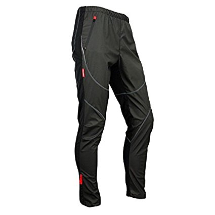 SANTIC Cycling Fleece Thermal Wind Pants Winter Pants Tights-James Black