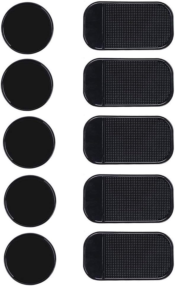 10 Packs Anti-Slip Gel Pads Viaky Fixate Sticky Cell Pads Non-Slip Gel Mat Sticky Auto Gel Holder,Can Stick to Cellphone, Pad, Keys,Glass, Mirrors, Whiteboards, Metal (Black) …