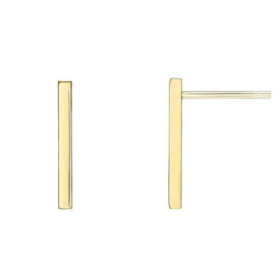 PAVOI 14K Gold Plated Sterling Silver Post Dainty Mini Bar Stud Earrings