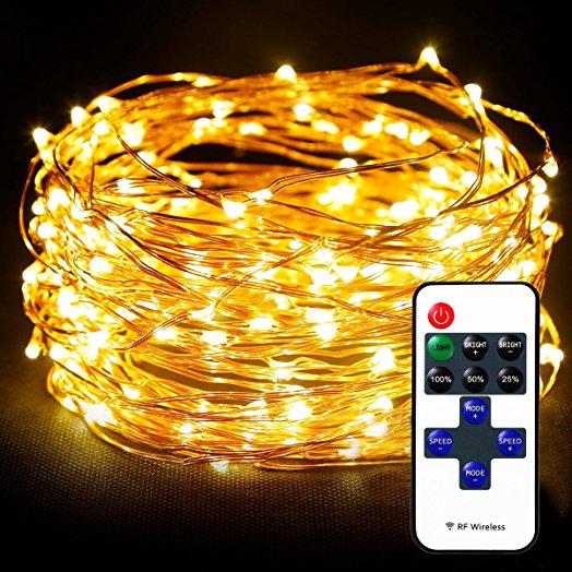 Waterproof Fairy Lights Copper Wire Lights by Tooge, Led String Lights UK Power Adapter Included (100LED, 33FT)