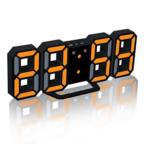 Wall Hanging Digital Large Clock,Hongxin Multi-Function Large 3D LED Digital Wall Clock Alarm Clock With Snooze Function 12/24 Hour Display (black)