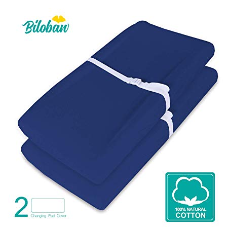 Changing Pad Cover/Change Table Cover Sheets, 2 Pack Navy Blue Changing Pad Covers, Waterproof, Ultra Soft Natural Cotton