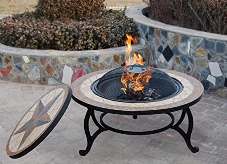 SIENNA Table & Firepit - Large Fire Bowl, Garden Heater, Outdoor Dining, Fire Pit and BBQ with Rain Cover
