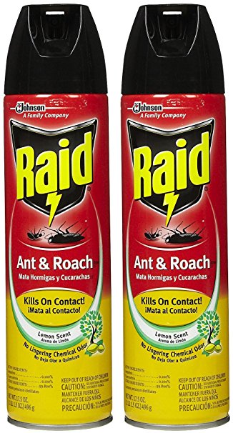 Raid Ant & Roach Killer Insecticide Spray, Lemon, 17.5 oz-2 pk