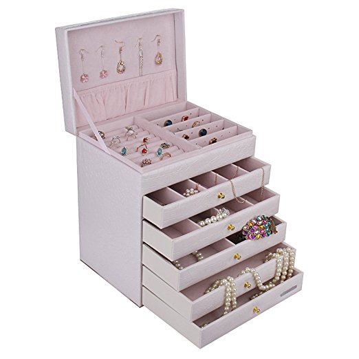 Extra Large Jewelry Box Cabinet Armoire Bracelet Necklace Storage Case Zg209 (White)