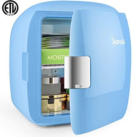 AstroAI Mini Fridge 9 Liter/12 Can AC/DC Portable Thermoelectric Cooler and Warmer for Skincare, Foods, Medications, Home and Travel, Blue