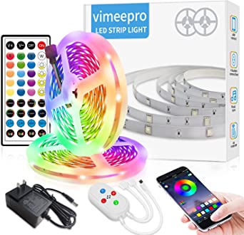 vimeepro RGB LED Strip Lights 65.6ft,Smart APP Control,Color Changing,Music Sync LED Light Strips,SMD 5050,LED Lights for Bedroom Party TV Decoration,2 Rolls of 32.8ft