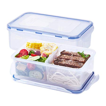 LEXINGWARE Meal Prep Container (38.8oz) - Portion Control - BPA Free - 100% Leak-proof Reusable Food Container - Bento Lunch Box - Configurable Compartments (2Pack)