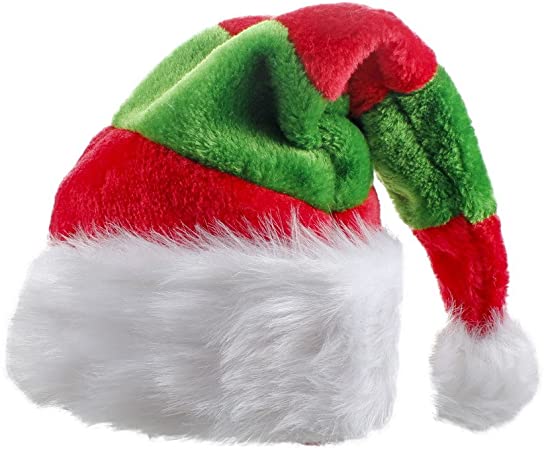 Santa Hat, Christmas Hat,Plush Xmas Santa Claus Hat for Women Men,Red & Green Novelty Hat for 2020 Christmas New Year Festive Holiday Party Supplies 1Pack…