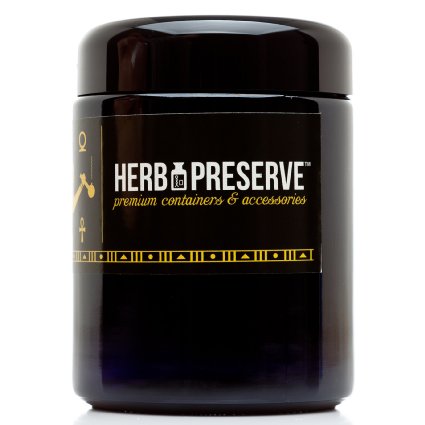 Herb Preserve Half Oz (250 Ml) Capacity Medium Size Screwtop Jar Black Ultraviolet Refillable Glass Stash