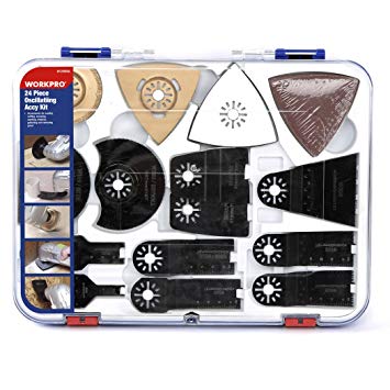 WORKPRO 24-Piece Oscillating Accessory Kit Mixed Multitool Saw Blades for Sanding, Grinding and Cutting