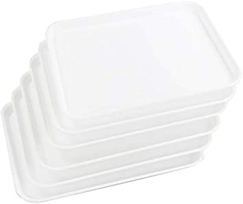 Ponpong Extra Large Plastic White Fast Food Serving Tray, Rectangle, 6 Packs