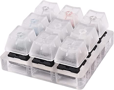 Domilay Acrylic Keyboard Tester 9 Clear Plastic Keycap Sampler for Cherry MX Switches