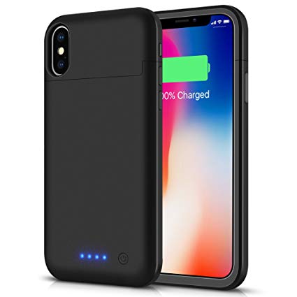 Battery Case for iPhone X/Xs/10, LCLEBM 5200mAh Portable Protective Charging Case Compatible with iPhone X/Xs/10 (5.8 inch) Rechargeable Extended Battery Charger Case- Black
