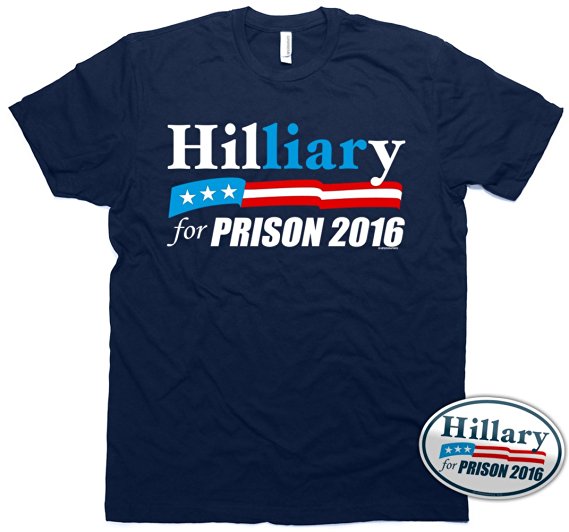 Vipergraphics Hillary for Prison T-Shirt & Sticker Men's Anti Clinton Liar TShirt