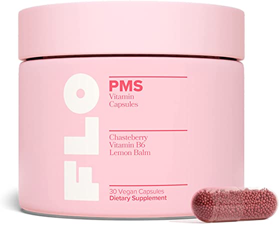 FLO PMS Vitamins for Women, 30 Servings (Pack of 1) - Proactive PMS Relief - Targets Hormonal Acne, Bloating, Cramps, & Mood Swings with Chasteberry, Vitamin B6, & Lemon Balm