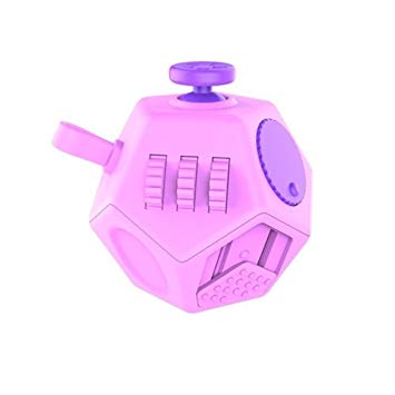 Minilopa Fidget Dodecagon 12 Side Fidget Toy Cube Small Size Cube Relieves Stress and Anxiety Anti Depression Cube for Children and Adults with ADHD ADD OCD Autism (F1 Small Pink)