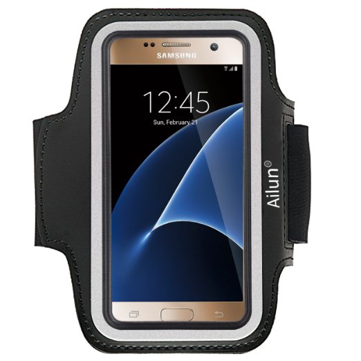 Galaxy S7 Armband,by Ailun,Samsung Galaxy S7 Armband,Feartured with Sport Scratch-Resistant Material,Slim Lightweight,Dual Arm-Size Slots,Sweat Resistant&Key Pocket,with Headphone Port[Black]