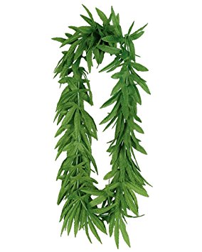 Novelty Tropical Green Pot Marijuana Leaf Fern Lei