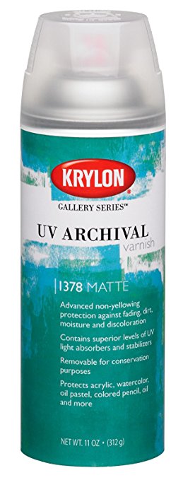 Krylon K01378000 Gallery Series UV Archival Varnish Aerosol Spray, Matte, 11 Ounce
