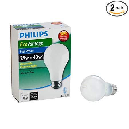 Philips 426007 29-watt A19 Dimmable Light Bulb, Soft White , 4-Pack