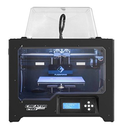 FlashForge 3d Printer Creator Pro, Metal Frame Structure, Acrylic Covers, Optimized Build Platform, Dual Extruder W/2 Spools, Works with ABS and PLA