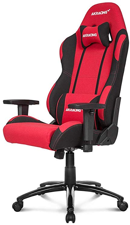 AKRacing Core Series EX Gaming Chair with High/ Wide Backrest, Recliner, Swivel, Tilt, Rocker & Seat Height Adjustment Mechanisms, 5/10 Warranty - Red/Black