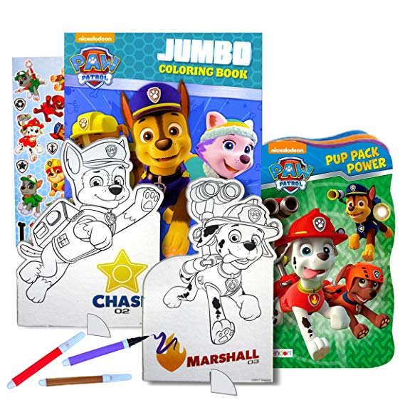 Paw Patrol Coloring and Activity Book Set with Board Book, Coloring Book, and Sticker Play-Pack