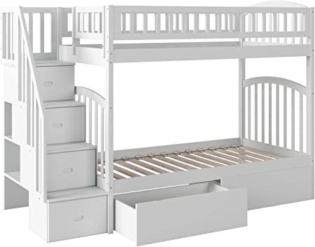 Atlantic Furniture Westbrook Bunk 2 Urban Bed Drawers, Twin/Twin, White