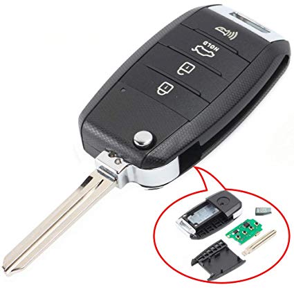 Beefunny Replacement Flip Folding 4 Button Remote Car Key Fob FCC ID: OSLOKA-870T Model No.OKA-870T for Kia Forte 2013 2014 2015 2016 (1)