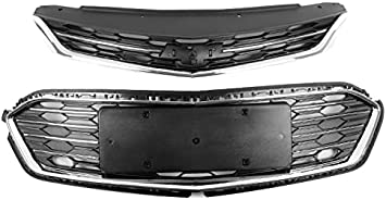 ZMAUTOPARTS Honeycomb Front Upper   Bumper Lower Grille Grill Combo Set Black Compatible with 2016-2018 Chevy Cruze