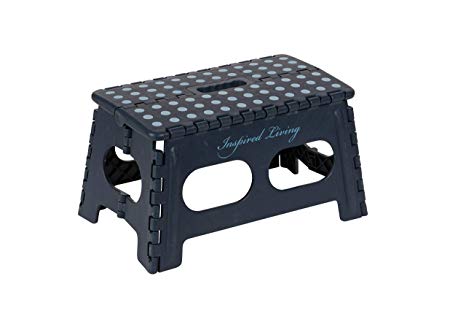 Inspired Living Folding Step Stool Heavy Duty, 9" High/x-Wide, NAVY BLUE