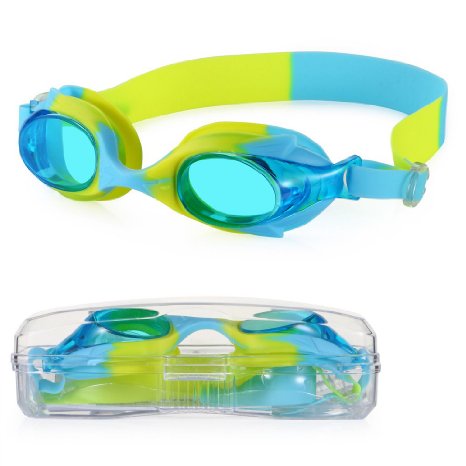 Kids Child Swim Goggles, Amazer Kid Child Swimming Goggles with Clear Vision Anti Fog UV Protection No Leak Come Easy to Adjust with Free Protection Case for Kids Child Early Teens