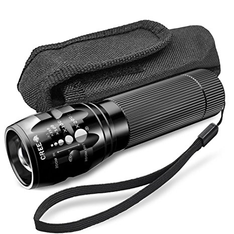 INFRAY LED Flashlight with Super Bright CREE XPG R5 LED, Adjustable Focus High Lumen LED Tactical Flashlights, Portable & Waterproof Flash light with Nylon Pouch included, Powered By 3AAA Batteries