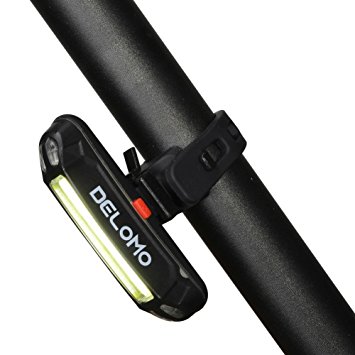 Bike Tail Light, Delomo USB Rechargeable LED Bicycle Rear Night Light Fits on Any Road Bikes, Mountain Bikes, Helmets (White)