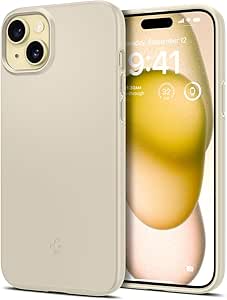 Spigen Thin Fit Designed for iPhone 15 Case (2023) [Hard Shell] [Military-Grade Protection] - Mute Beige