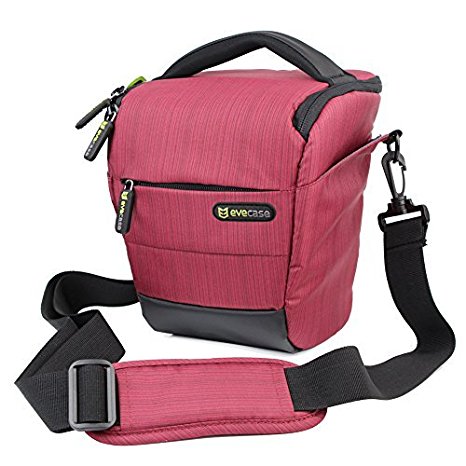 Camera Case - Evecase Digital SLR / DSLR Professional Camera Shoulder Bag For Compact system, Hybrid, SLR / DSLR and High Zoom Camera - Red